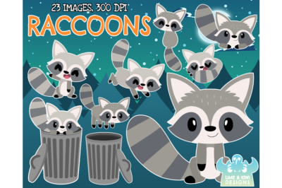 Raccoons Clipart - Lime and Kiwi Designs