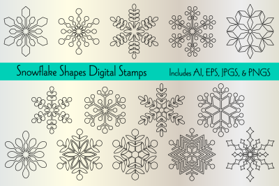 Snowflake Shapes Digital Stamps