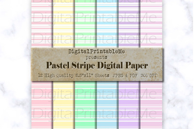 Pastel Stripe Digital Paper, Pastel White pattern, thin thick Scrapboo