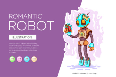 Romantic cartoon robot