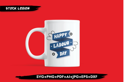 Happy Labour Day Blue SVG