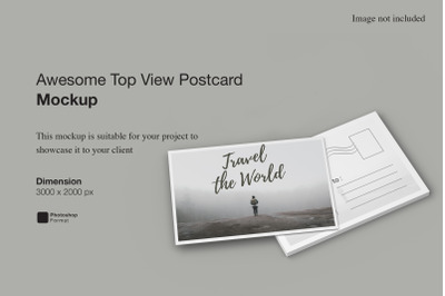 Awesome Top View Postcard Mockup