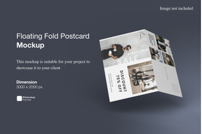 Floating Fold Postcard Mockup