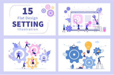 15 Setting Flat Design Illustration