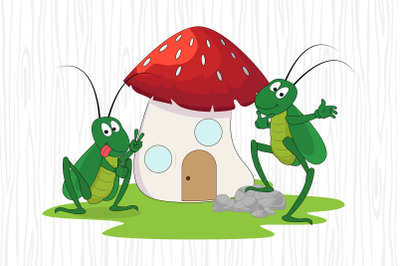 cute grasshopper animal cartoon