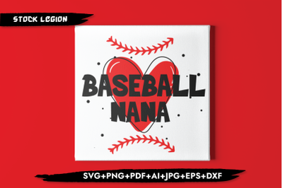 Baseball Nana Heart SVG