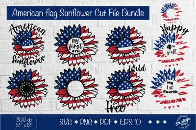 Patriotic svg bundle with American sunflower, Sunflower us flag svg, 4