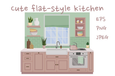 Cute flat-style kitchen