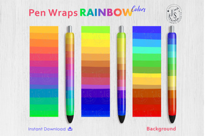Rainbow Color Pen Wraps PNG File Set