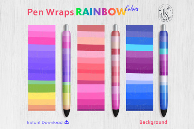 Rainbow Color Pen Wraps PNG File Set