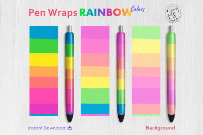 Rainbow Color Pen Wraps PNG File Set