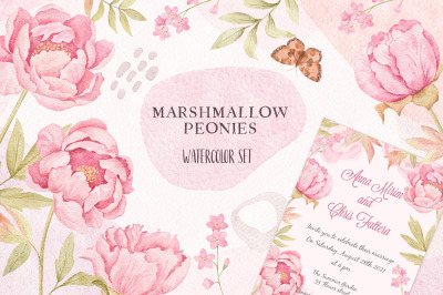 Marshmallow Peonies - Watercolor Set