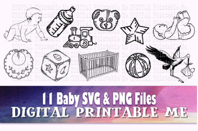 Baby SVG, child Clip art doodle bundle, hand drawn teddy bear, block b