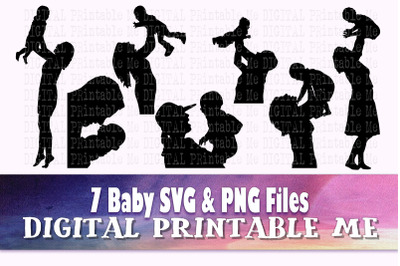 Parent and Baby  svg, mom dad silhouette bundle, PNG, clip art, childr