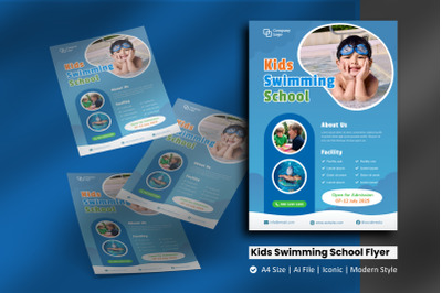 Kids Swimming School Flyer Brochure Template