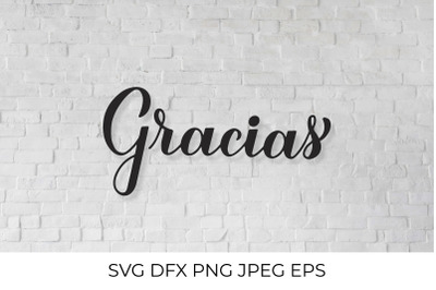 Gracias. Thank you calligraphy hand lettering in Spanish