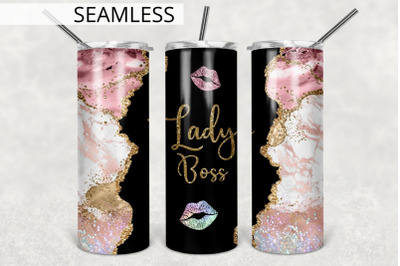 Lady Boss Tumbler Design Template Pink Agate 20oz Skinny Tumbler