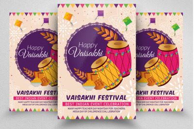 Happy Baisakhi Indian Festival Flyer