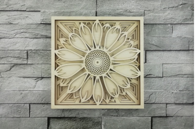 Layered Mandala SVG, Laser cut file Mandala, 3D Sunflower