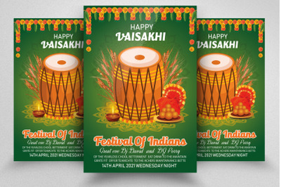 Happy Baisakhi Indian Festival Flyer