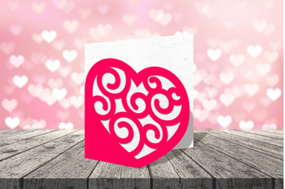 Heart with Swirls Layered Papercut Card | SVG | PNG | DXF | EPS