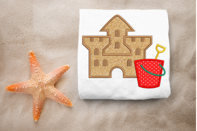 Sand Castle with Bucket | Applique Embroidery