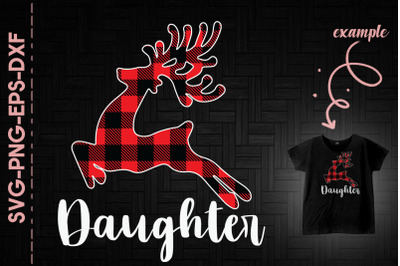 Daughter Reindeer Red Plaid Christmas