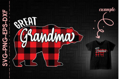 Great Grandma Bear Red Plaid Christmas