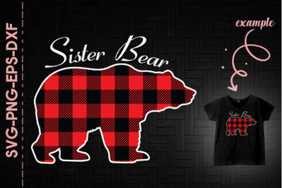 Sister Bear Red Plaid Christmas Family