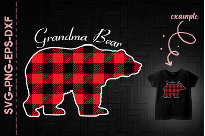 Grandma Bear Red Plaid Christmas Family