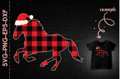 Horse Red Plaid Christmas Fun Decor