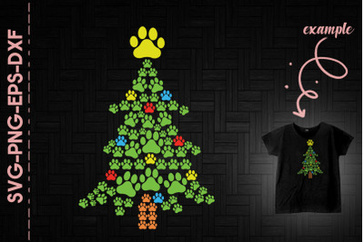 Dog Paw Christmas Tree Shape Funny