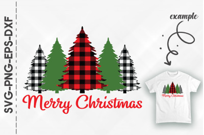 Merry Christmas Plaid Decor Xmas Trees