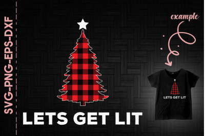 Let&#039;s Get Lit Red Plaid Christmas Tree