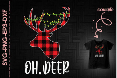 Oh Deer Christmas Light Bulbs Red Plaid