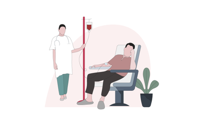 Blood donation concept vector, plasma transfusion process