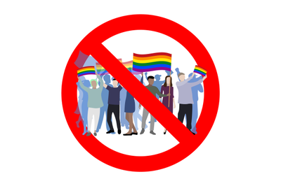 Prohibition lgbt parade, symbol ban, no homosexual rainbow