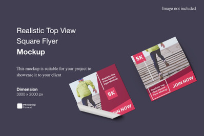 Realistic Top View Square Flyer Mockup