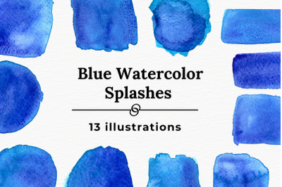 Blue watercolor splashes collection, Logo watercolor elements