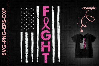 Breast Cancer Support Ribbon USA Flag