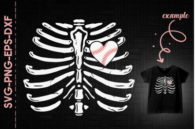 Baseball At Heart Skeleton Rib Halloween