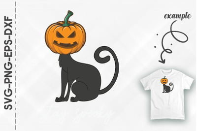 Stay Spooky Funny Cat Pumpkin Halloween