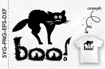 Boo Scared Black Cat Fur Boo Halloween