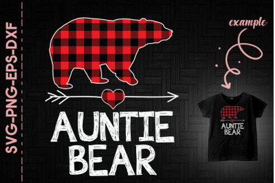 Auntie Bear Red Plaid Christmas Heart