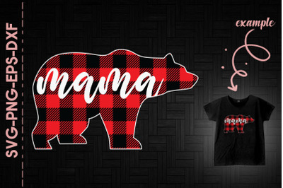 Mama Bear Red Plaid Christmas Family