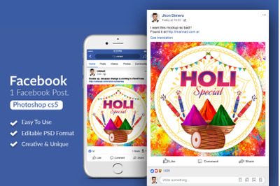 Happy Holi Indian Event Facebook Post