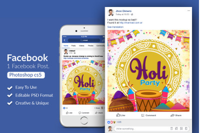 Happy Holi Indian Festival FB Post Banner