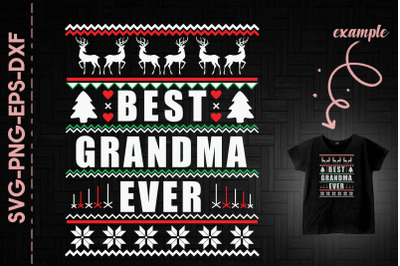 Best Grandma Ever Christmas Deer Snow