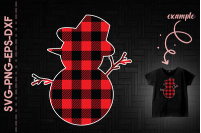 Merry Christmas Red Plaid Snowman Funny