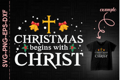 Christmas Begin With Christ Cross Snow